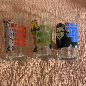 Set of 3 “A Christmas Story” drinking glasses. NWOT